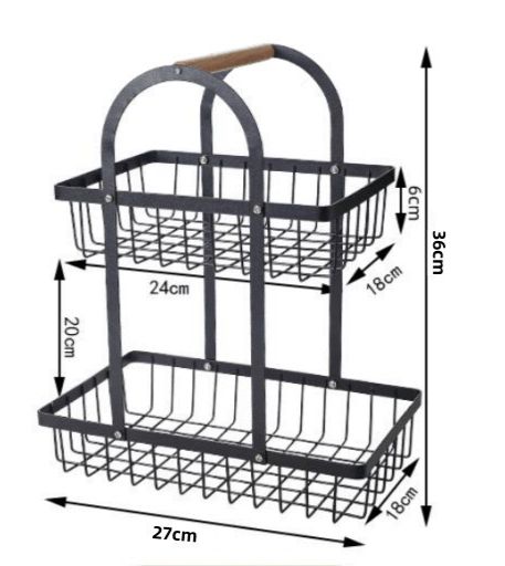 Cesta de frutas dos niveles metálica